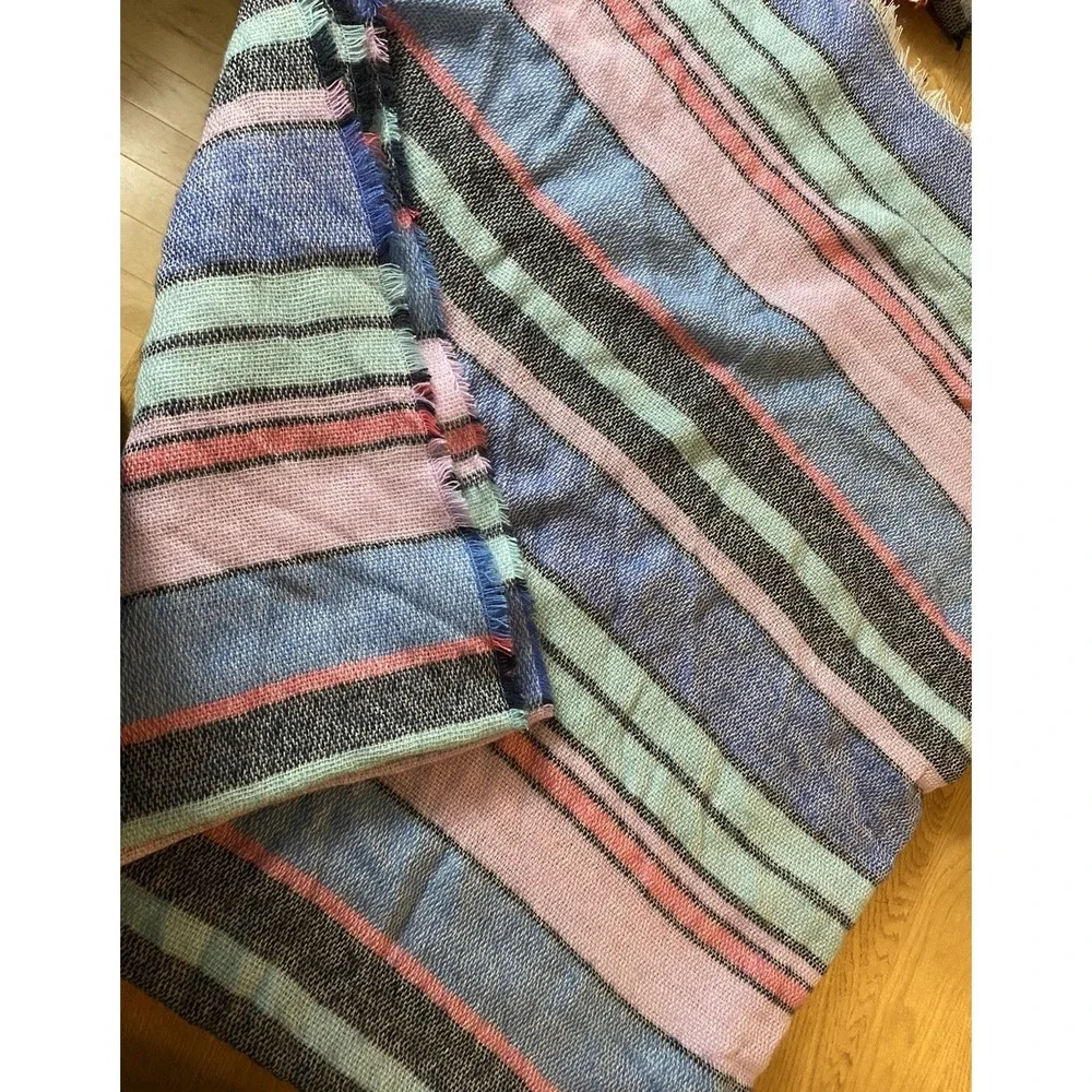 Unbranded Blanket Shawl Bohemian Boho Acrylic Striped Pink Blue Green‎ 60